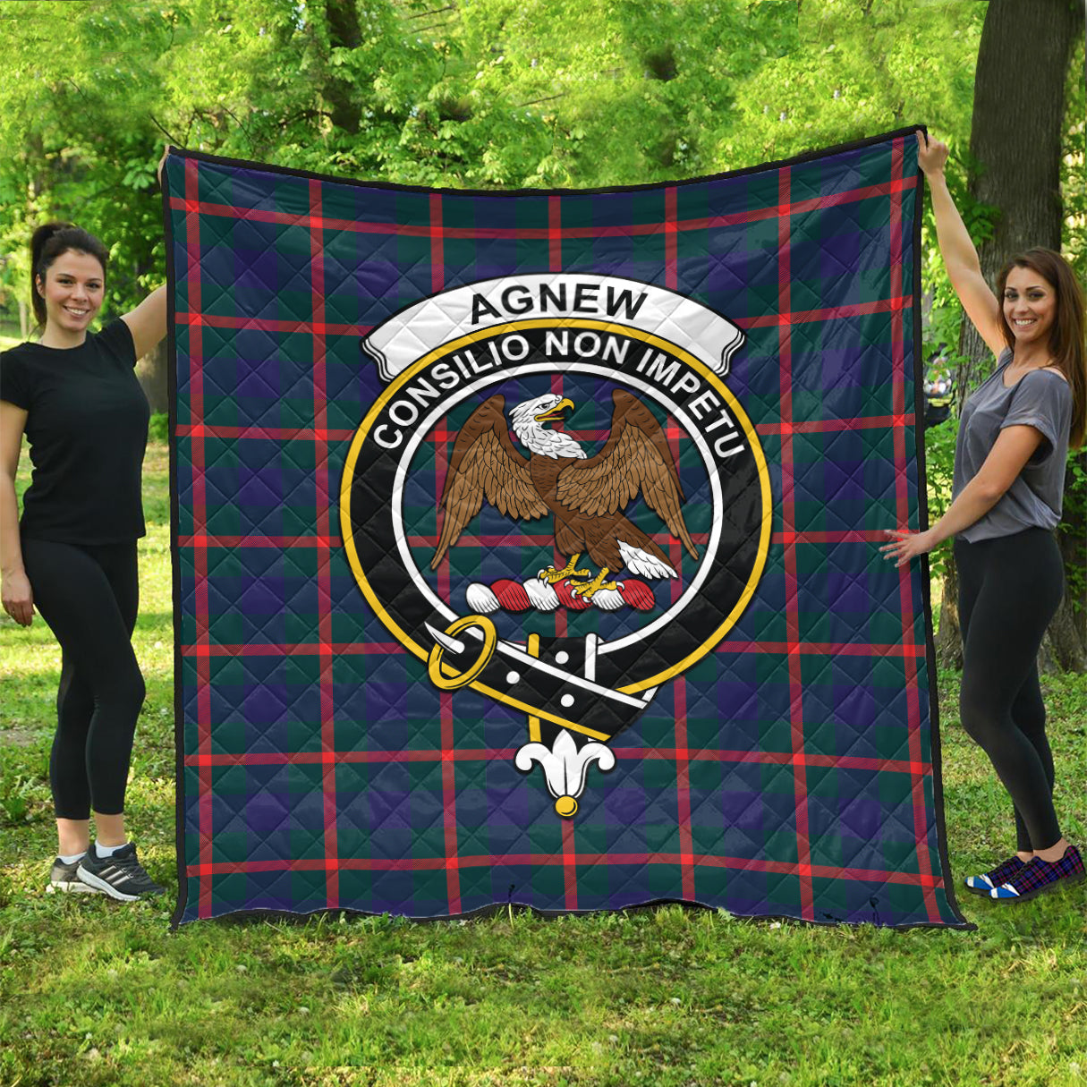 Agnew Modern Tartan Quilt with Family Crest - Tartanvibesclothing