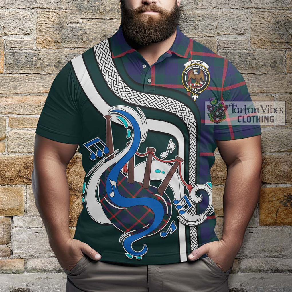 Tartan Vibes Clothing Agnew Modern Tartan Polo Shirt with Epic Bagpipe Style