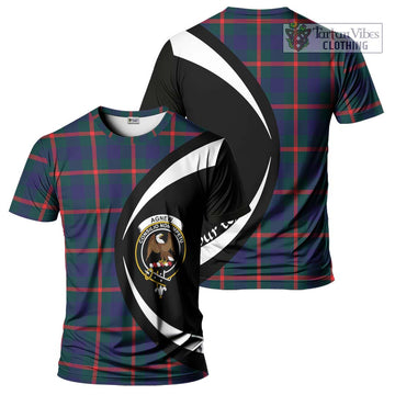 Agnew Tartan T-Shirt with Family Crest Circle Style