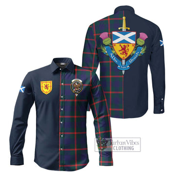 Agnew Tartan Long Sleeve Button Shirt Alba with Scottish Lion Royal Arm Half Style