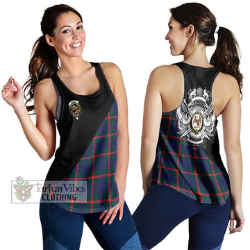 Agnew Tartan Women's Racerback Tanks with Family Crest and Military Logo Style