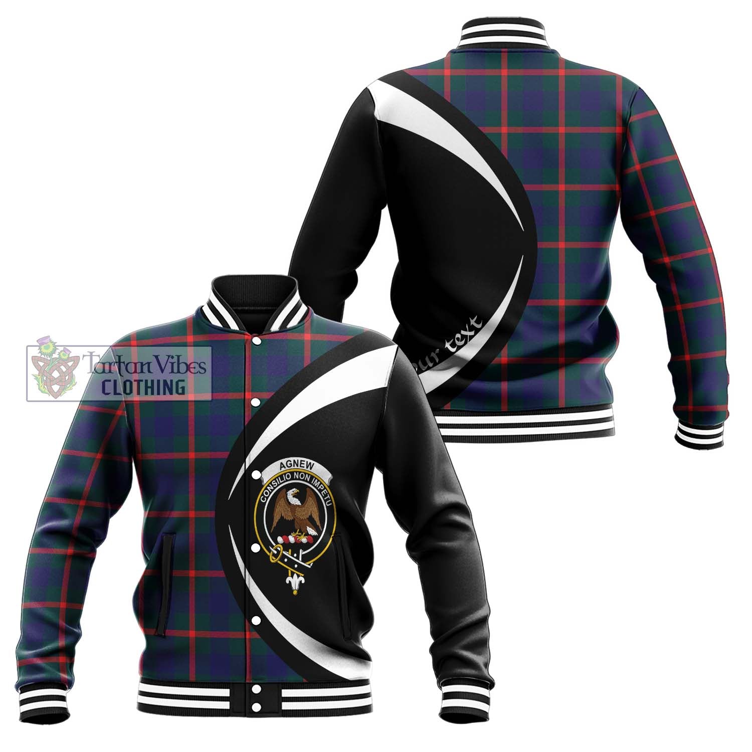 Agnew Tartan Baseball Jacket with Family Crest Circle Style Unisex - Tartan Vibes Clothing