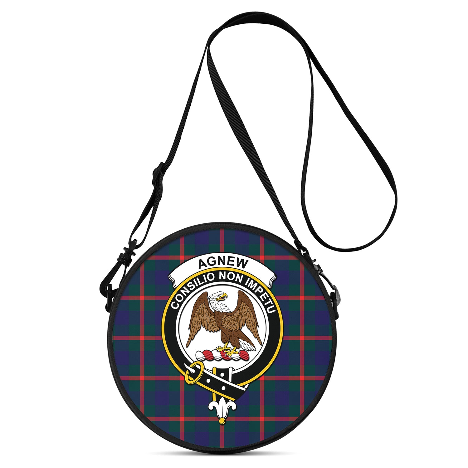 Agnew Modern Tartan Round Satchel Bags with Family Crest One Size 9*9*2.7 inch - Tartanvibesclothing
