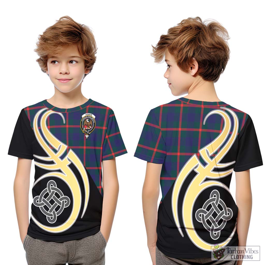 Agnew Tartan Kid T-Shirt with Family Crest and Celtic Symbol Style Youth XL Size14 - Tartan Vibes Clothing