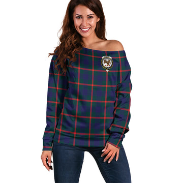 Agnew Tartan Off Shoulder Women Sweater with Family Crest