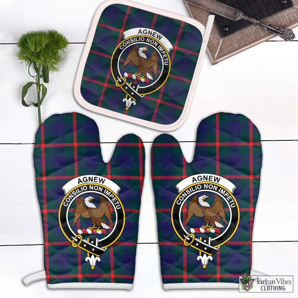 Agnew Tartan Combo Oven Mitt & Pot-Holder with Family Crest Combo 1 Oven Mitt & 1 Pot-Holder White - Tartan Vibes Clothing