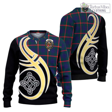 Agnew Tartan Ugly Sweater with Family Crest and Celtic Symbol Style