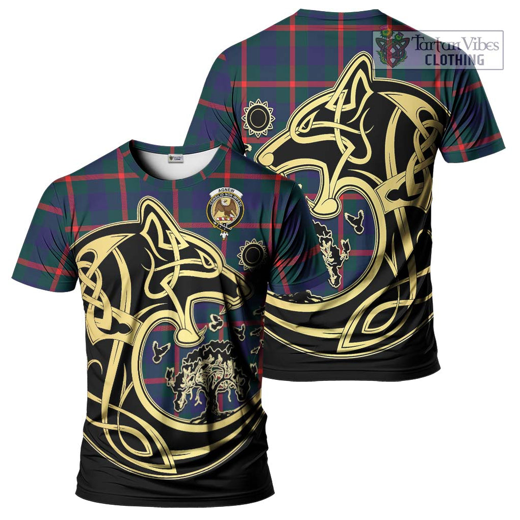 Agnew Tartan T-Shirt with Family Crest Celtic Wolf Style Kid's Shirt - Tartan Vibes Clothing