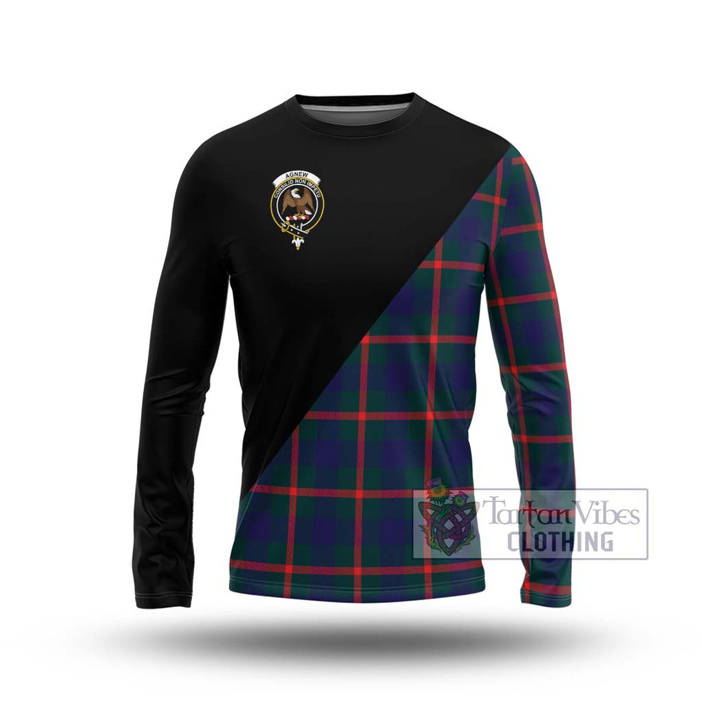 Agnew Tartan Long Sleeve T-Shirt with Family Crest and Military Logo Style Unisex - Tartanvibesclothing Shop