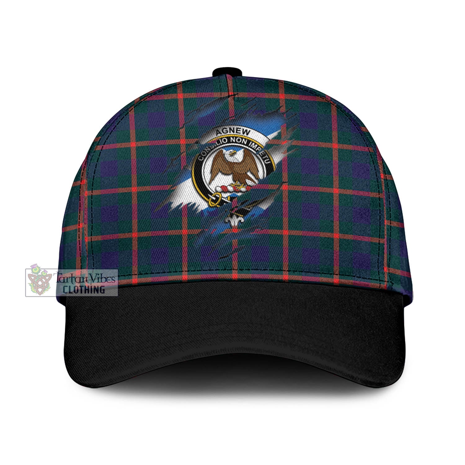 Tartan Vibes Clothing Agnew Modern Tartan Classic Cap with Family Crest In Me Style