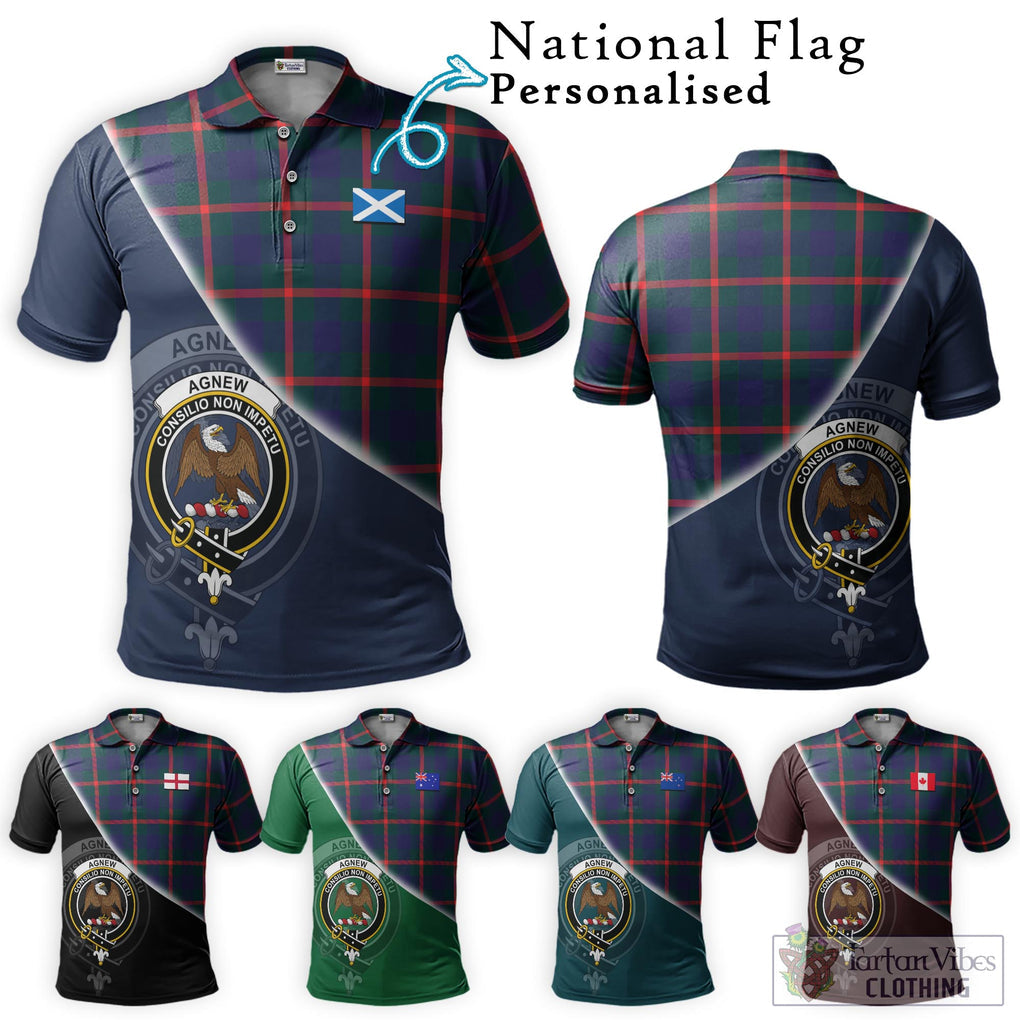 Agnew Tartan Polo Shirt with Personalised National Flag and Family Crest Half Style Maroon - Tartanvibesclothing Shop