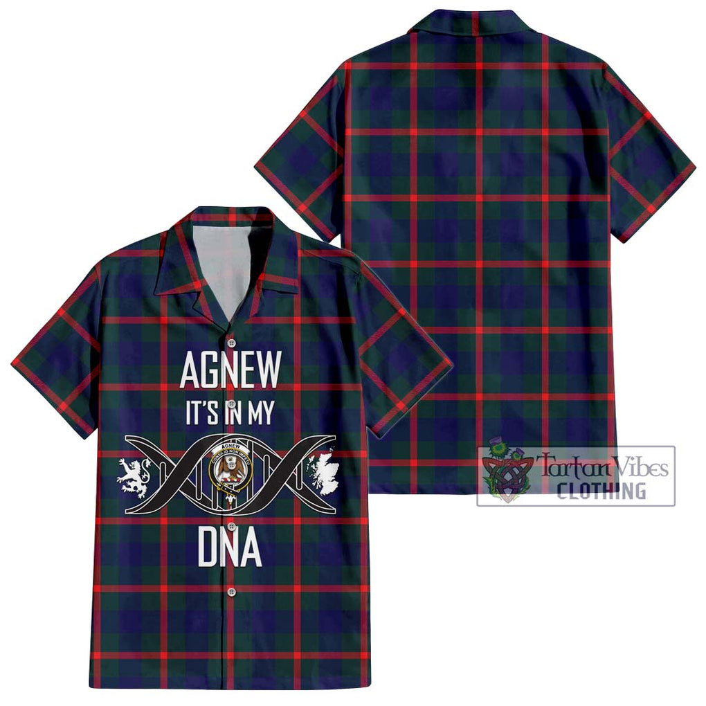 Agnew Tartan Short Sleeve Button Shirt with Family Crest DNA In Me Style Kid - Tartanvibesclothing Shop