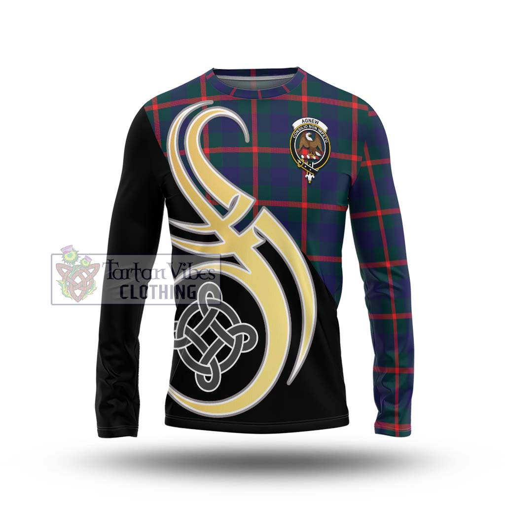 Agnew Tartan Long Sleeve T-Shirt with Family Crest and Celtic Symbol Style Unisex - Tartan Vibes Clothing