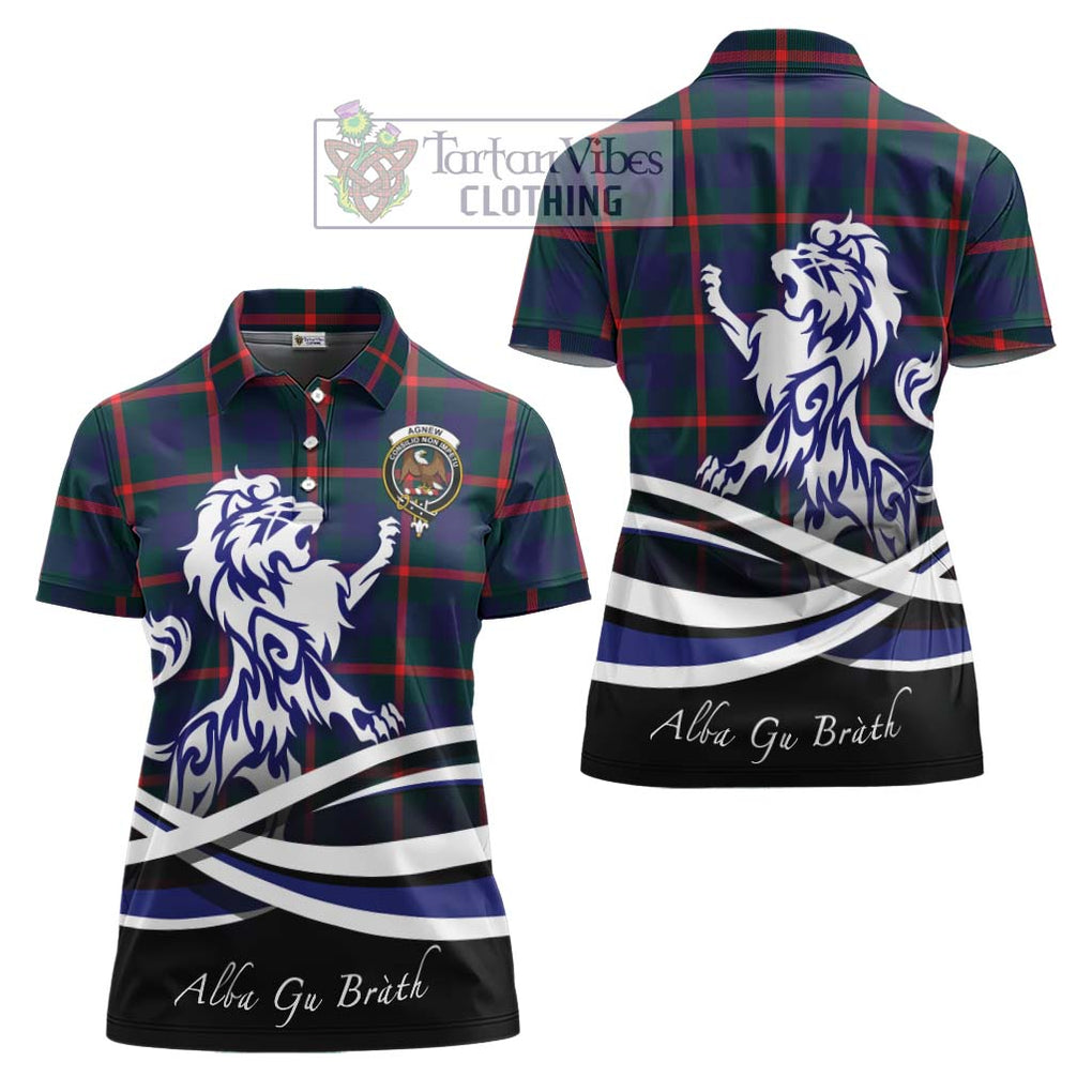 Agnew Tartan Women's Polo Shirt with Alba Gu Brath Regal Lion Emblem Women - Tartanvibesclothing Shop