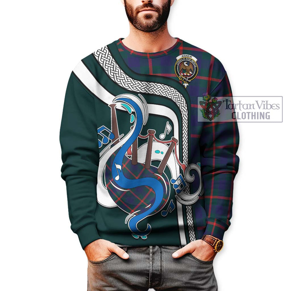 Agnew Tartan Sweatshirt with Epic Bagpipe Style Unisex - Tartanvibesclothing Shop