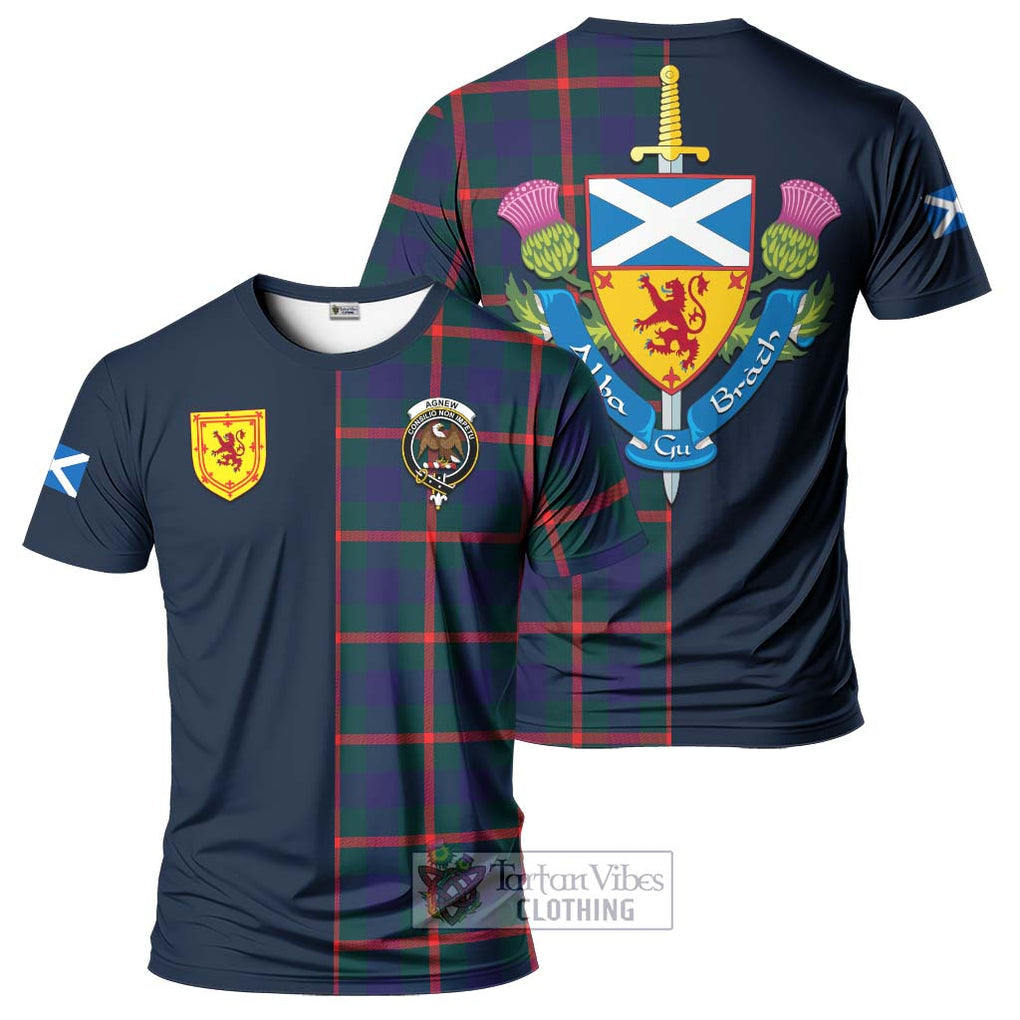 Tartan Vibes Clothing Agnew Modern Tartan T-Shirt Alba with Scottish Lion Royal Arm Half Style