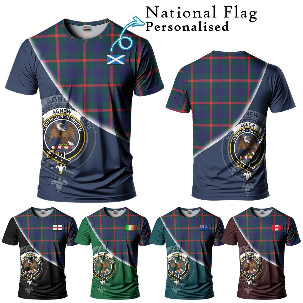 Agnew Tartan T-Shirt with Personalised National Flag and Family Crest Half Style Kid's Shirt - Tartanvibesclothing Shop