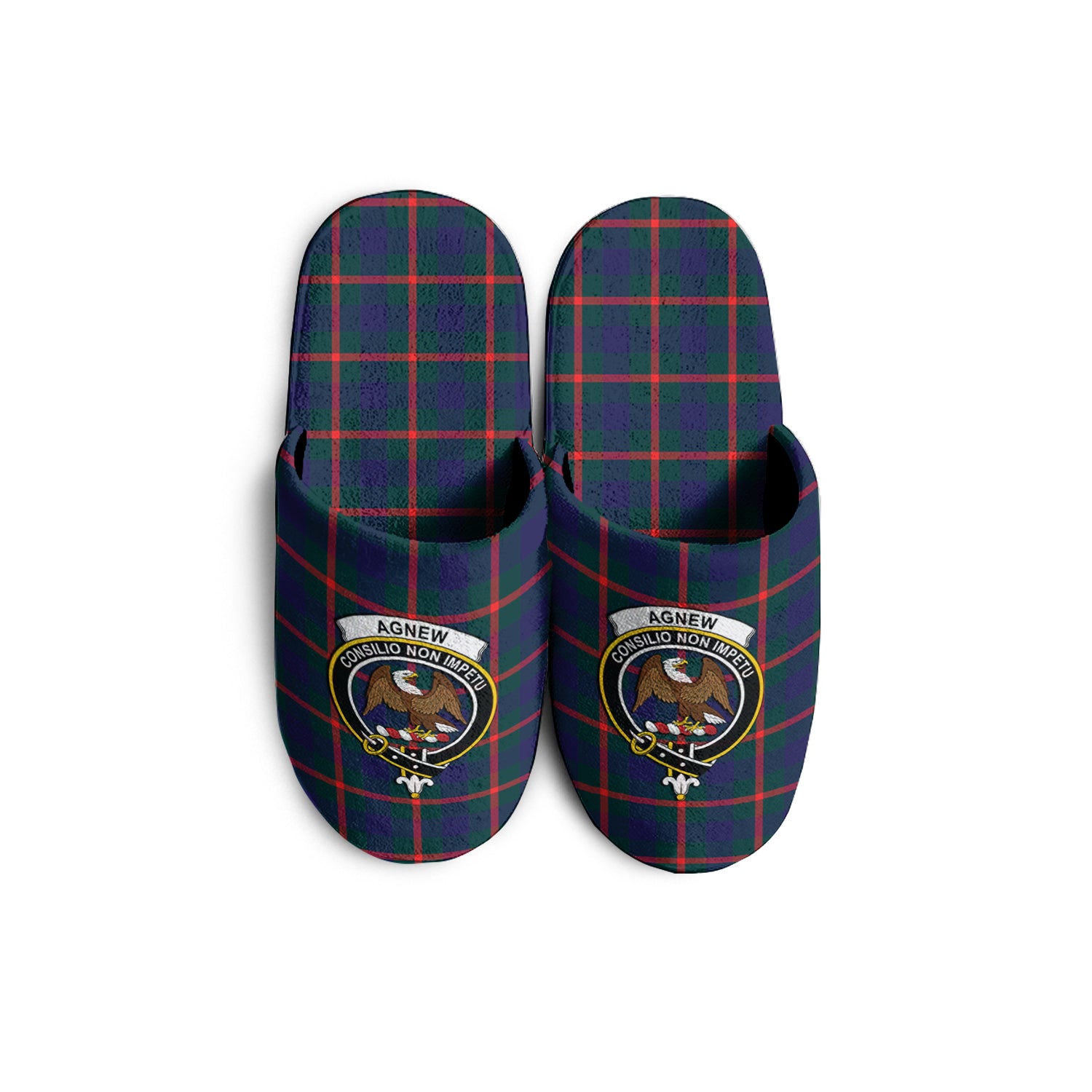 Agnew Modern Tartan Home Slippers with Family Crest - Tartanvibesclothing