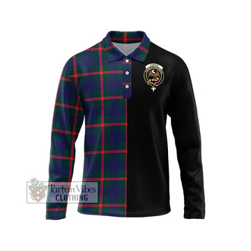 Agnew Tartan Long Sleeve Polo Shirt with Family Crest and Half Of Me Style