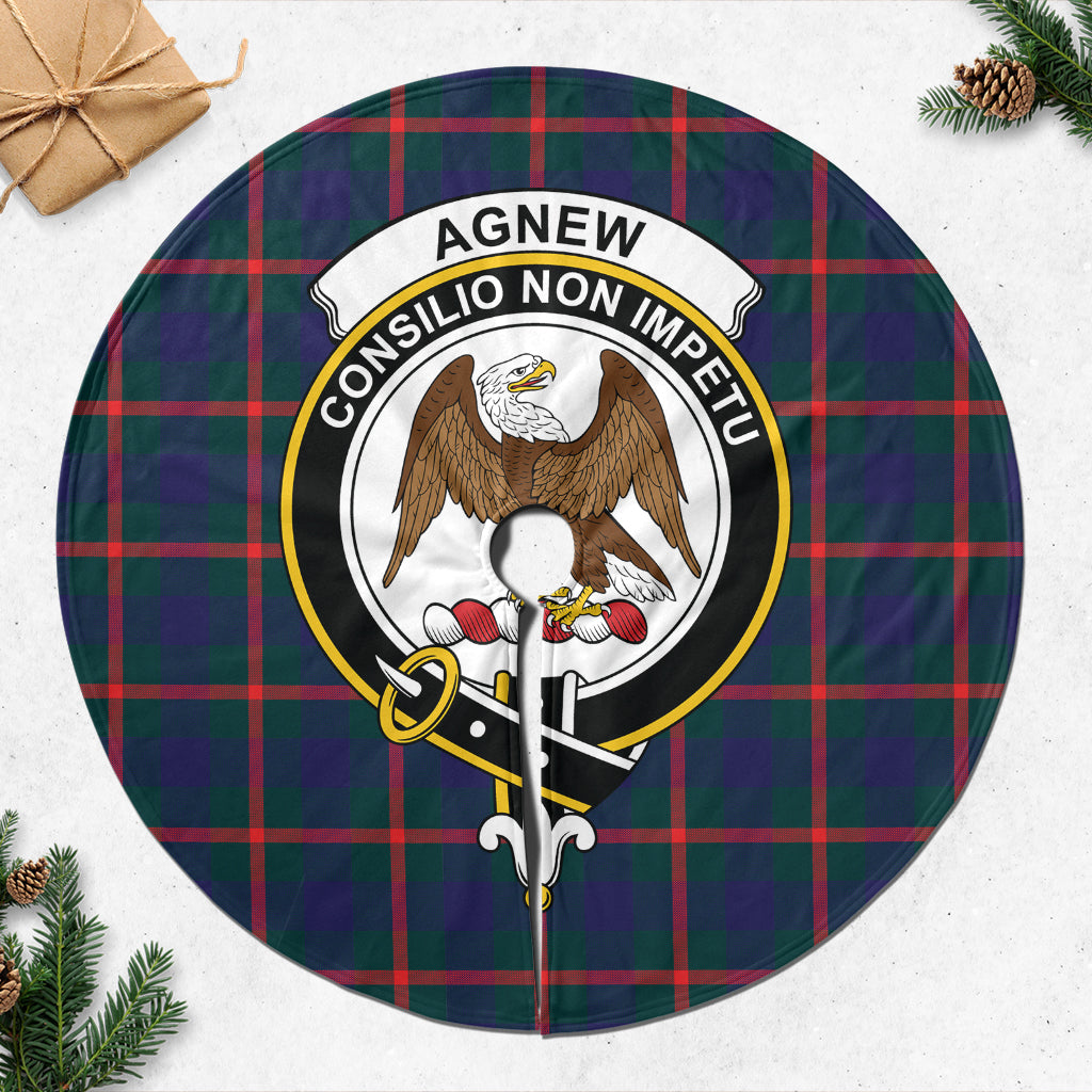 Agnew Modern Tartan Christmas Tree Skirt with Family Crest - Tartanvibesclothing