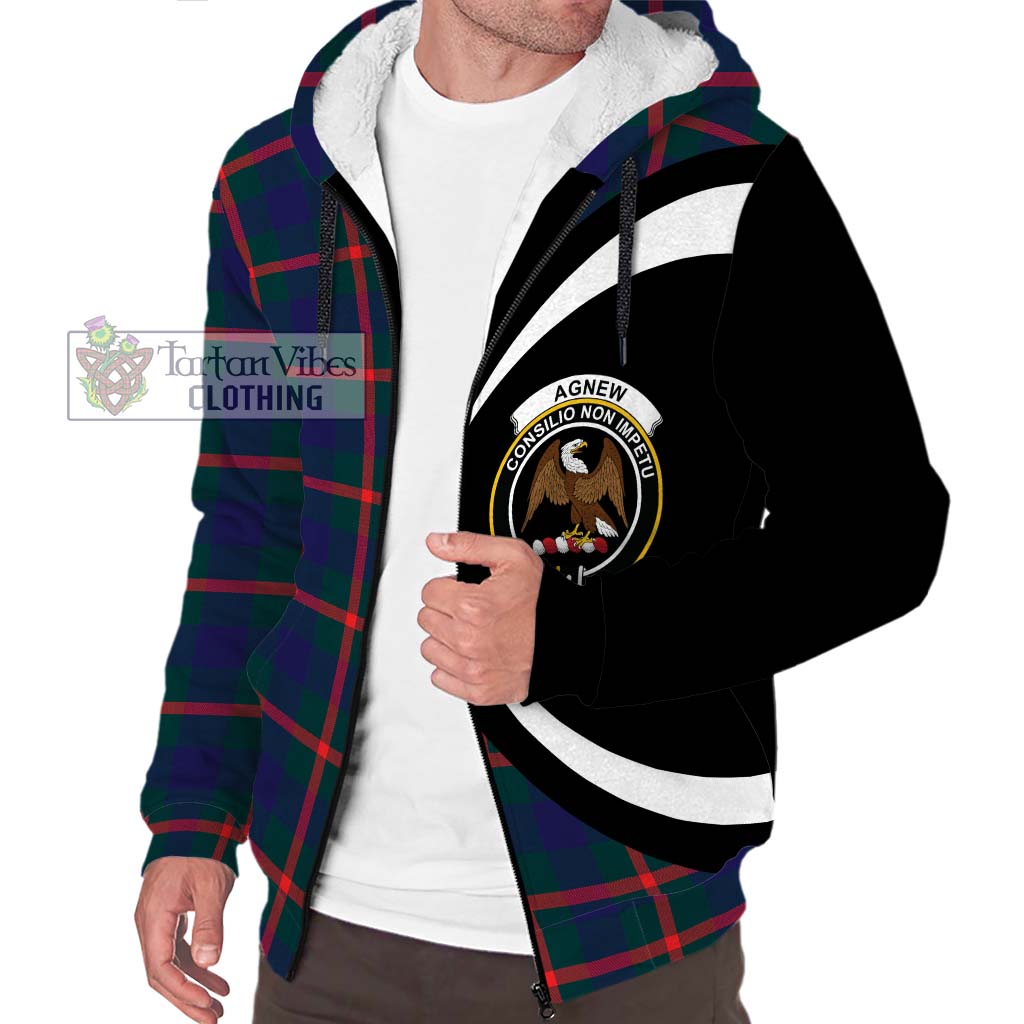 Agnew Tartan Sherpa Hoodie with Family Crest Circle Style Unisex S - Tartan Vibes Clothing