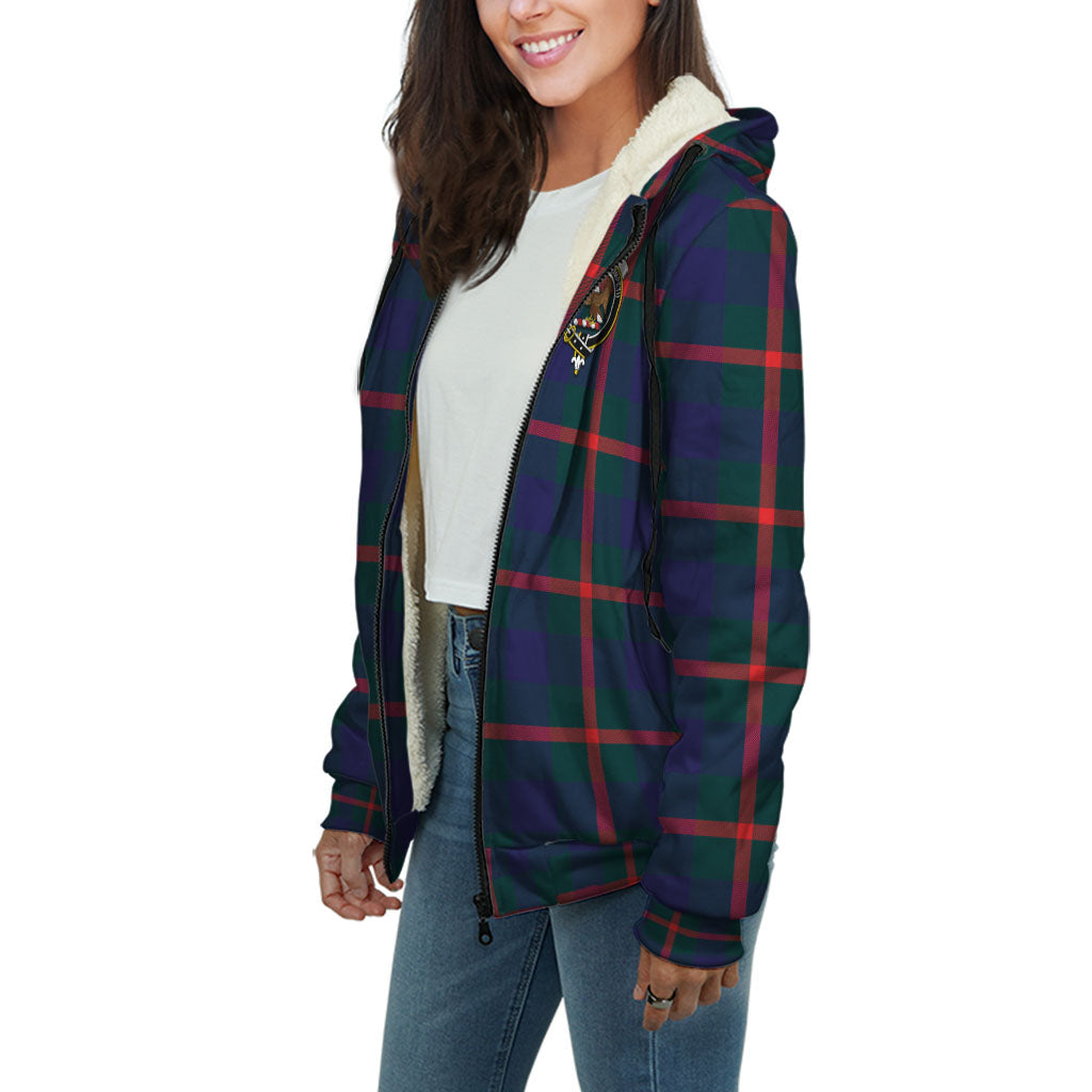 Agnew Modern Tartan Sherpa Hoodie with Family Crest Unisex - Tartanvibesclothing