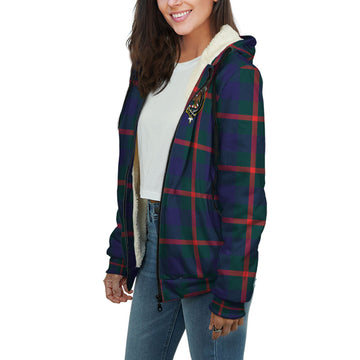 Agnew Modern Tartan Sherpa Hoodie with Family Crest