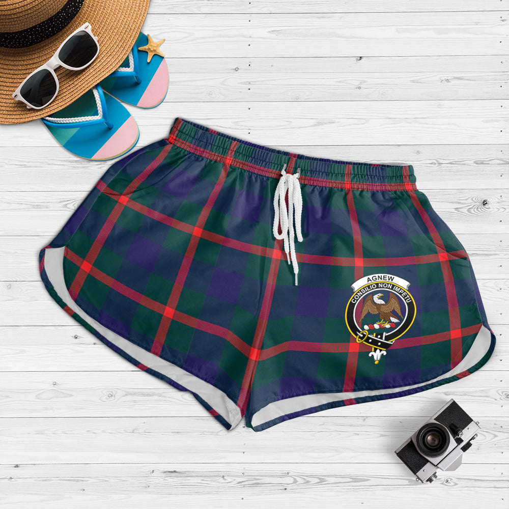 Agnew Modern Tartan Womens Shorts with Family Crest - Tartanvibesclothing