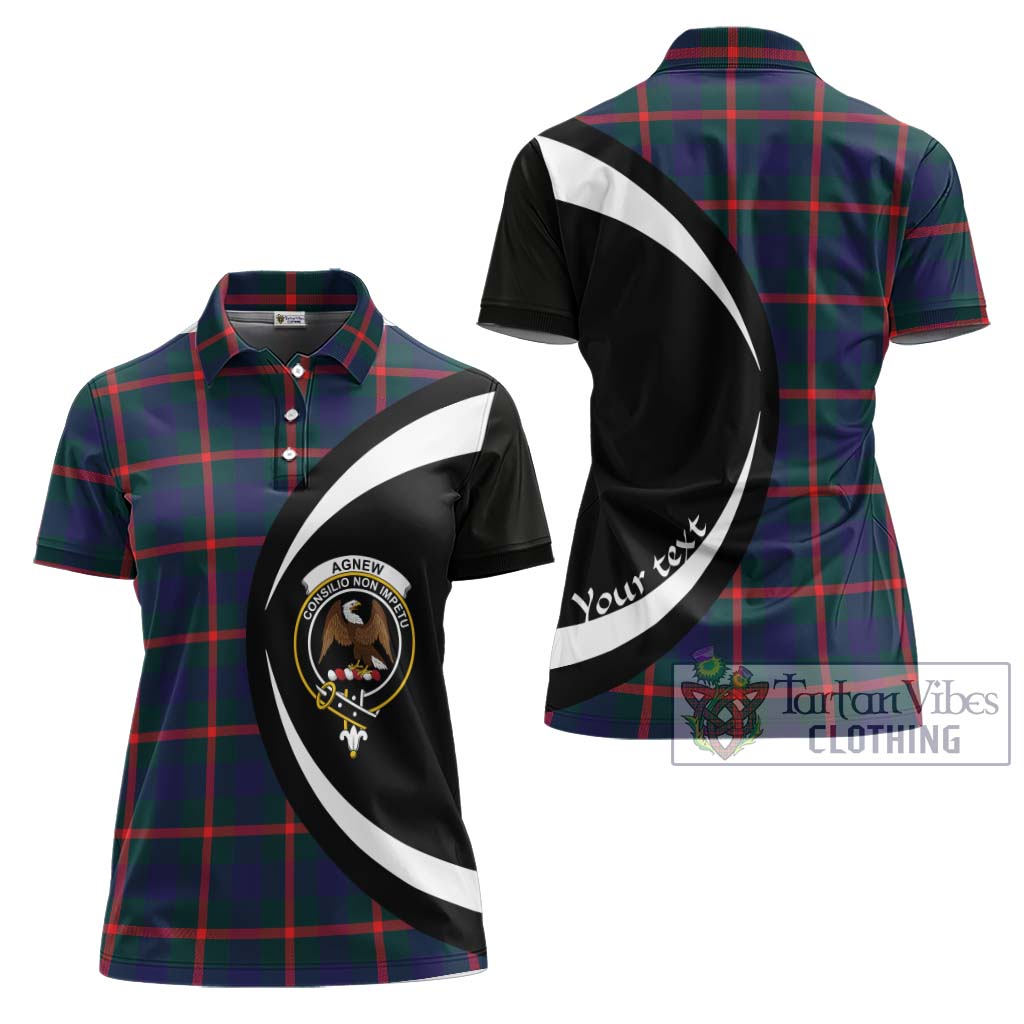 Tartan Vibes Clothing Agnew Modern Tartan Women's Polo Shirt with Family Crest Circle Style