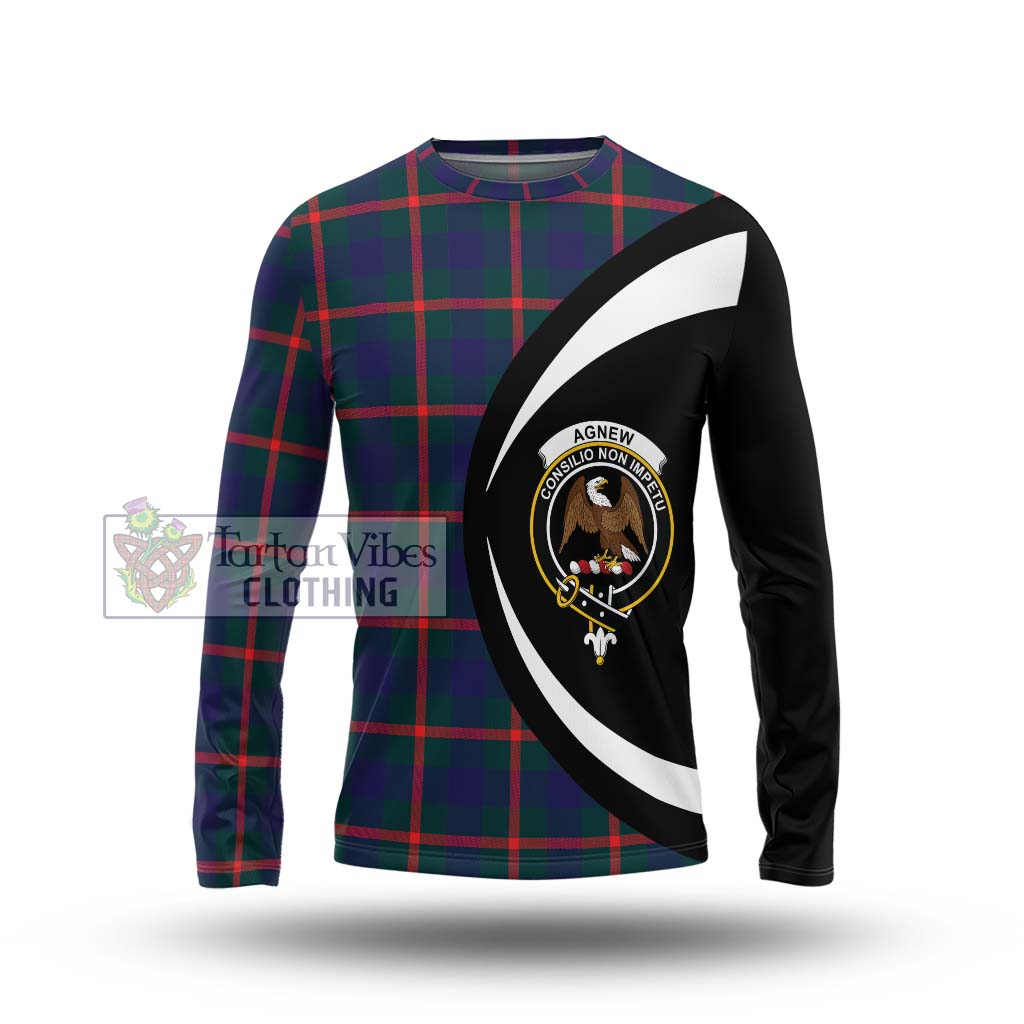 Agnew Tartan Long Sleeve T-Shirt with Family Crest Circle Style Unisex - Tartan Vibes Clothing