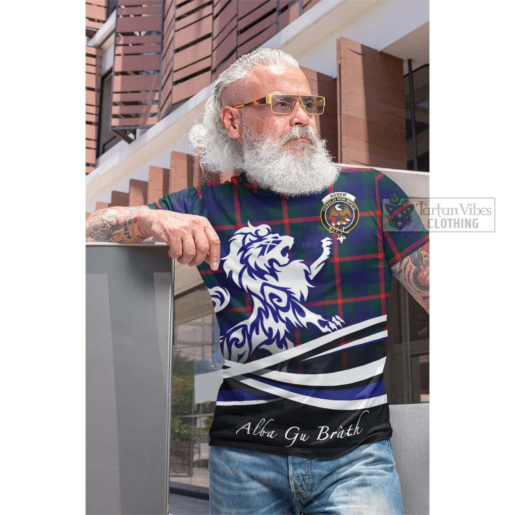 Tartan Vibes Clothing Agnew Modern Tartan Cotton T-shirt with Alba Gu Brath Regal Lion Emblem