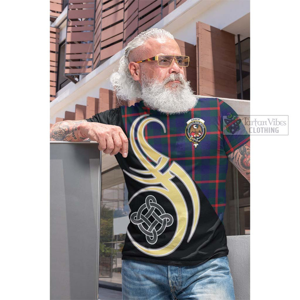 Tartan Vibes Clothing Agnew Modern Tartan Cotton T-shirt with Family Crest and Celtic Symbol Style