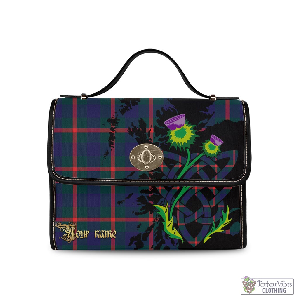 Tartan Vibes Clothing Agnew Modern Tartan Waterproof Canvas Bag with Scotland Map and Thistle Celtic Accents