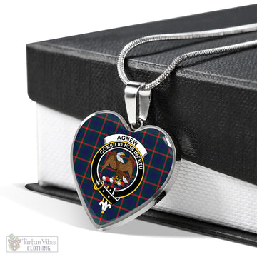 Agnew Tartan Heart Necklace with Family Crest