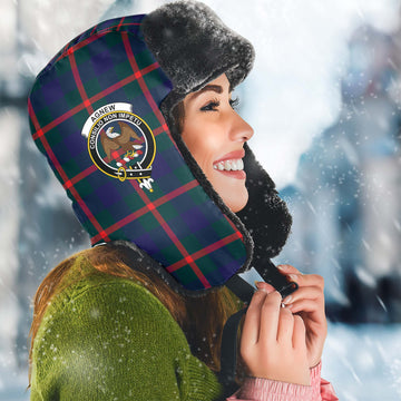 Agnew Tartan Winter Trapper Hat with Family Crest