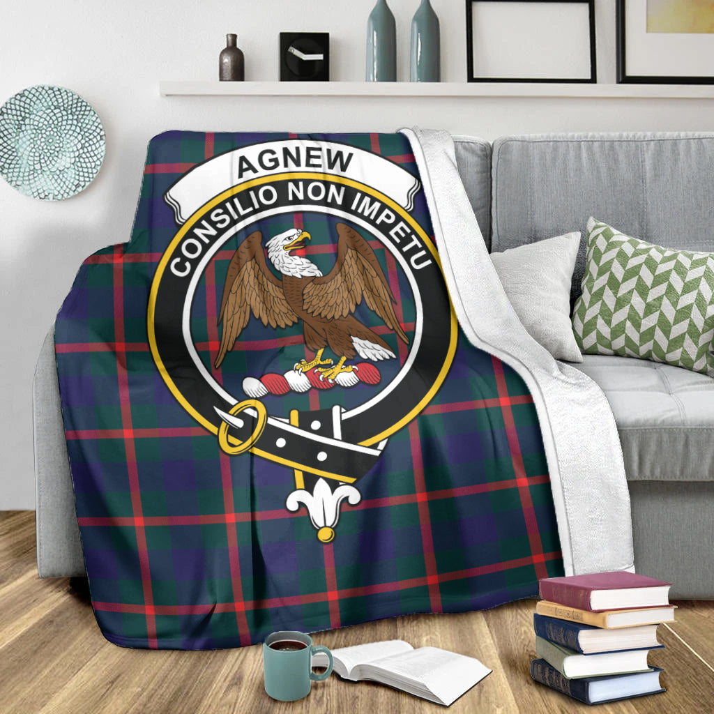 Agnew Tartan Blanket with Family Crest X-Large 59 x 79 inches 150 x 200 cm - Tartan Vibes Clothing