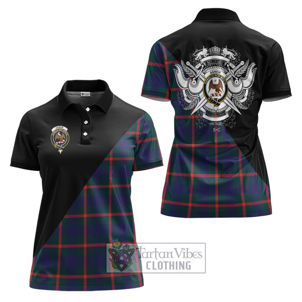 Agnew Tartan Women's Polo Shirt with Family Crest and Military Logo Style Women - Tartanvibesclothing Shop