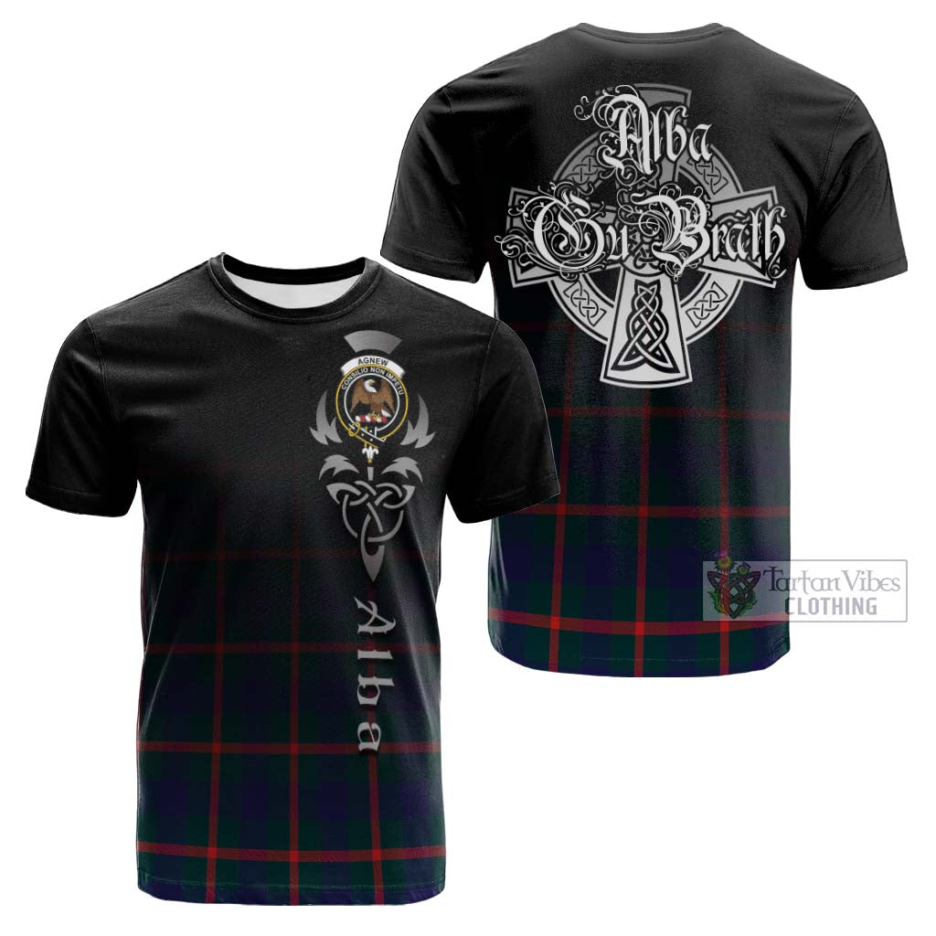 Tartan Vibes Clothing Agnew Modern Tartan Cotton T-shirt Featuring Alba Gu Brath Family Crest Celtic Inspired