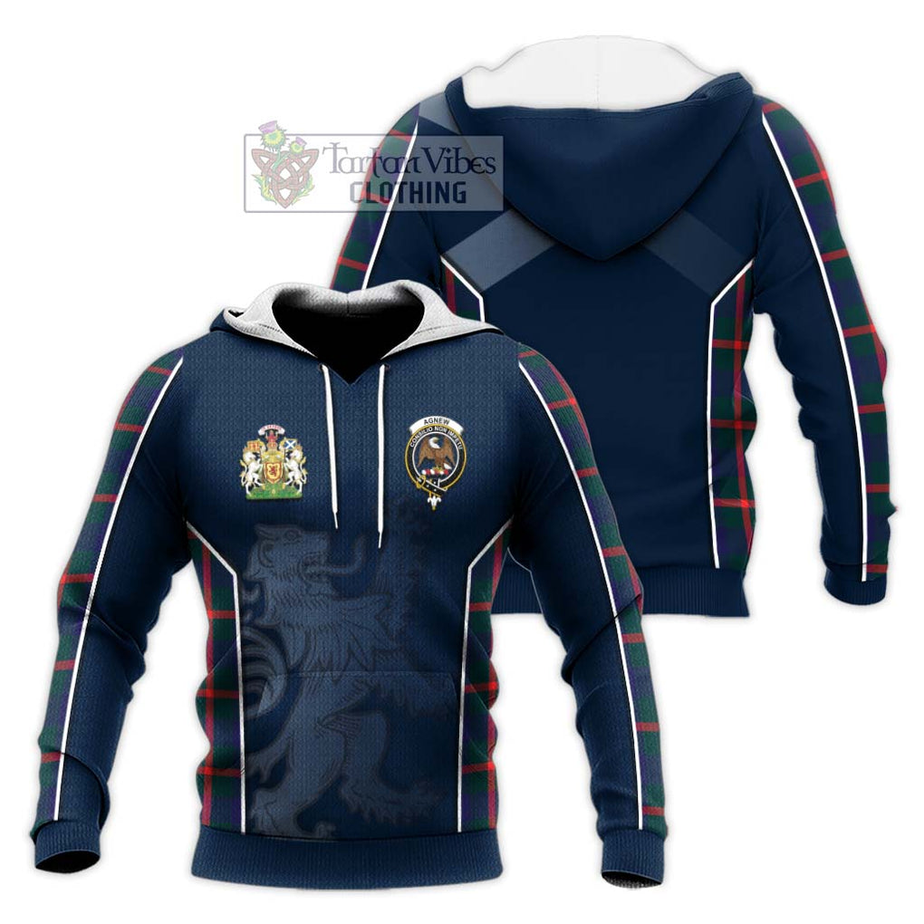 Agnew Tartan Knitted Hoodie with Family Crest and Lion Rampant Vibes Sport Style Unisex Knitted Pullover Hoodie - Tartan Vibes Clothing