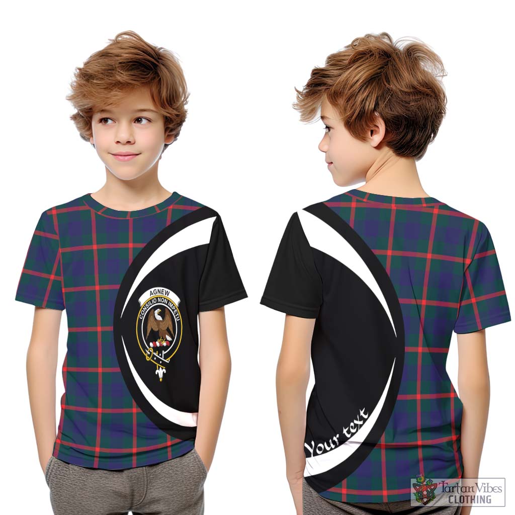 Agnew Tartan Kid T-Shirt with Family Crest Circle Style Youth XL Size14 - Tartan Vibes Clothing