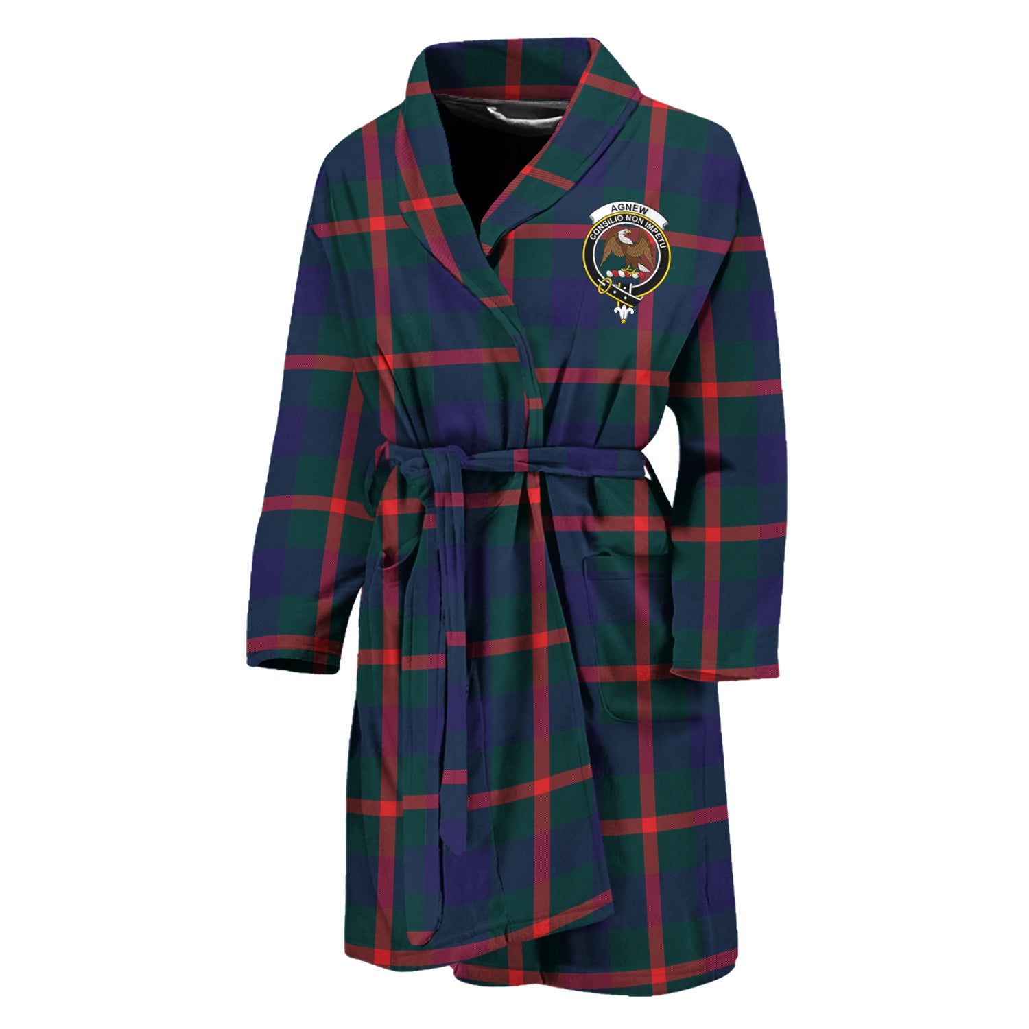 Agnew Tartan Bathrobe with Family Crest Unisex M - Tartan Vibes Clothing