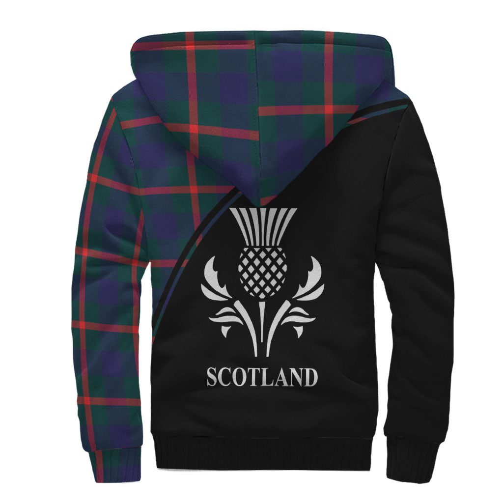 Agnew Modern Tartan Sherpa Hoodie with Family Crest Curve Style - Tartanvibesclothing