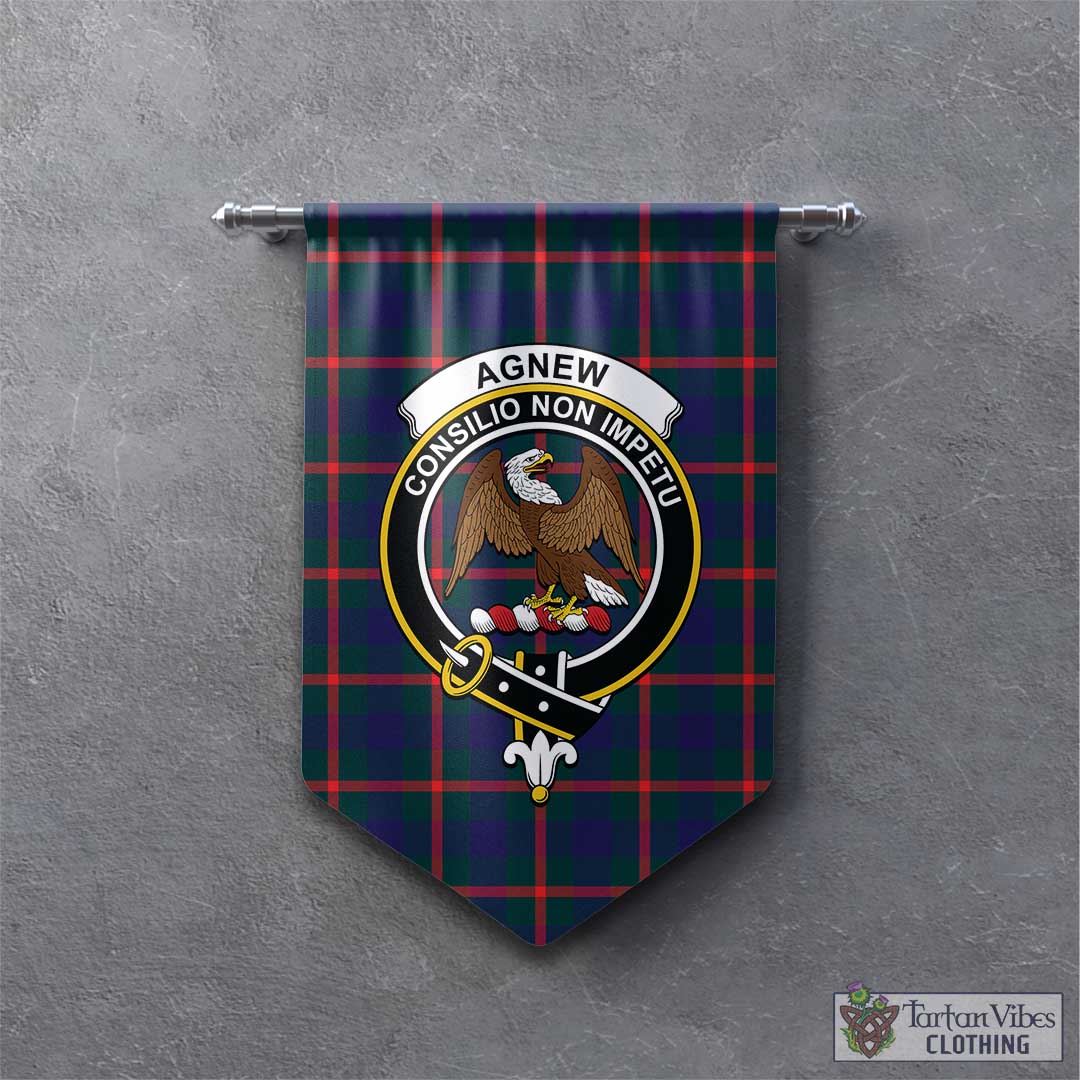 Tartan Vibes Clothing Agnew Modern Tartan Gonfalon, Tartan Banner with Family Crest