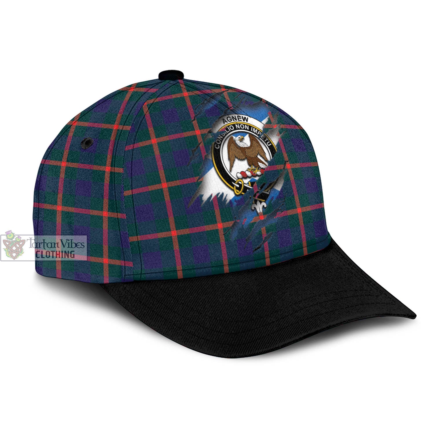 Tartan Vibes Clothing Agnew Modern Tartan Classic Cap with Family Crest In Me Style