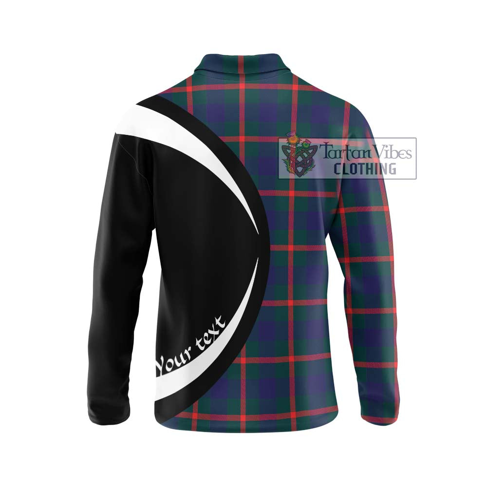 Agnew Tartan Long Sleeve Polo Shirt with Family Crest Circle Style - Tartan Vibes Clothing