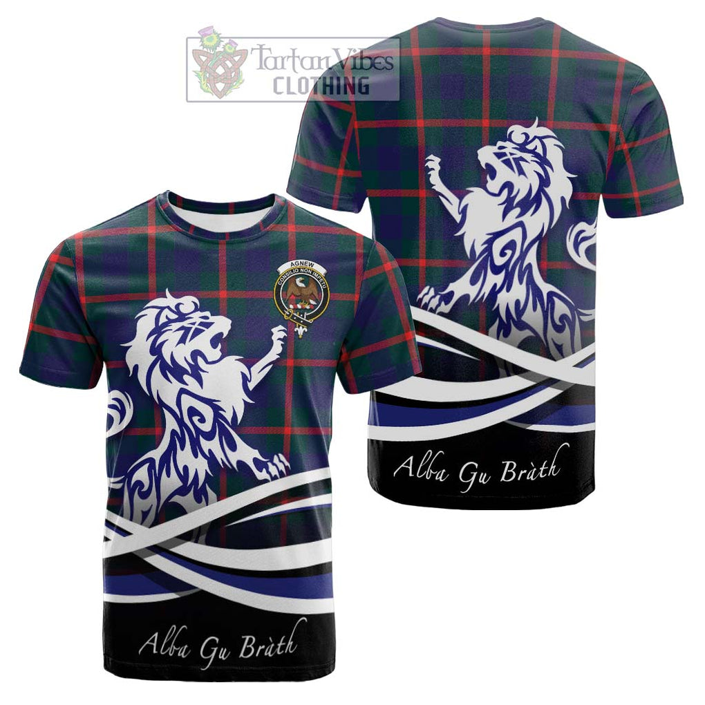 Tartan Vibes Clothing Agnew Modern Tartan Cotton T-shirt with Alba Gu Brath Regal Lion Emblem