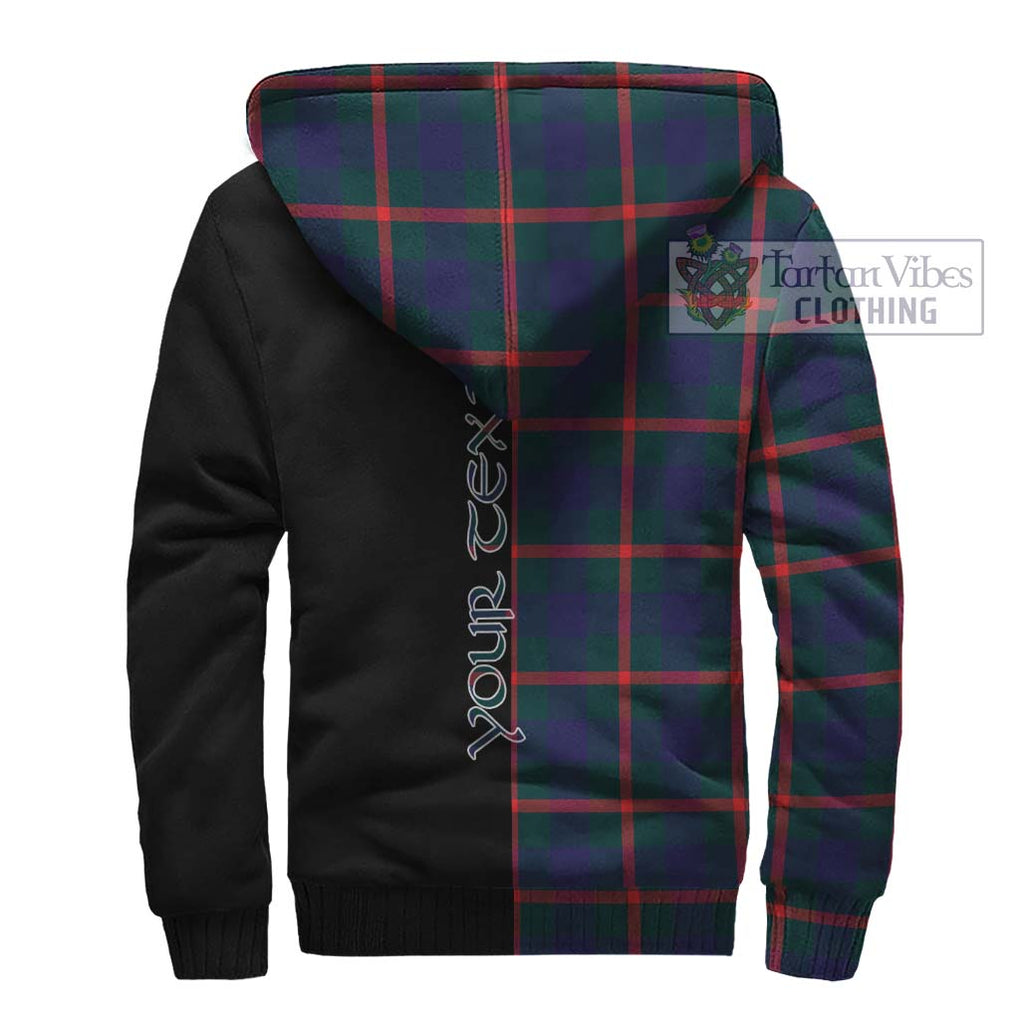 Agnew Tartan Sherpa Hoodie with Family Crest and Half Of Me Style - Tartanvibesclothing Shop