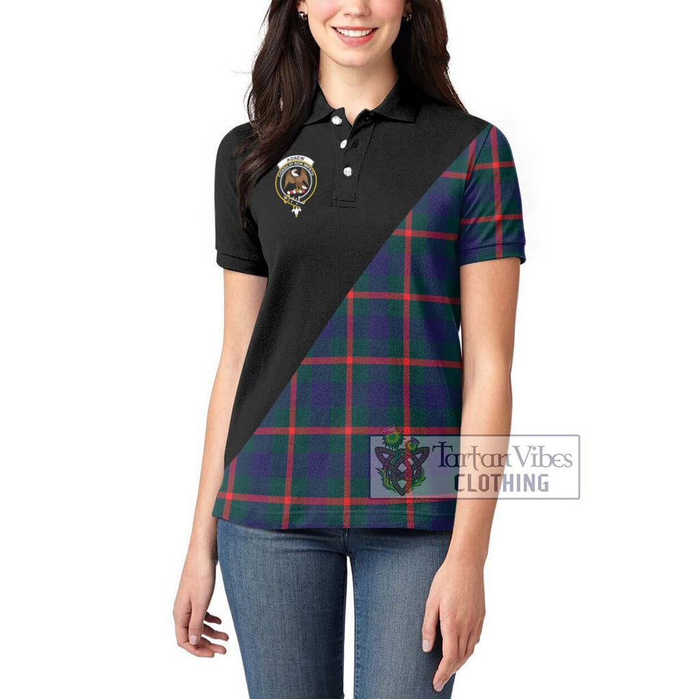 Agnew Tartan Women's Polo Shirt with Family Crest and Military Logo Style - Tartanvibesclothing Shop