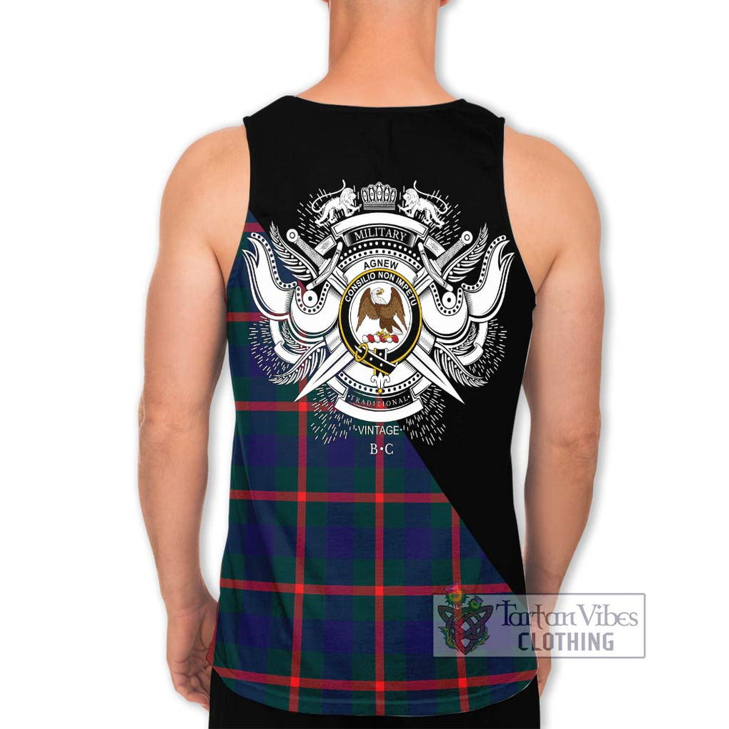 Agnew Tartan Men's Tank Top with Family Crest and Military Logo Style - Tartanvibesclothing Shop