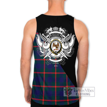 Agnew Tartan Men's Tank Top with Family Crest and Military Logo Style